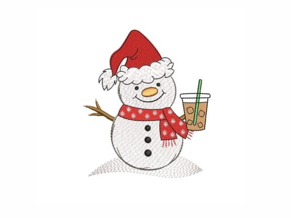 Cute Snowman with Iced Coffee